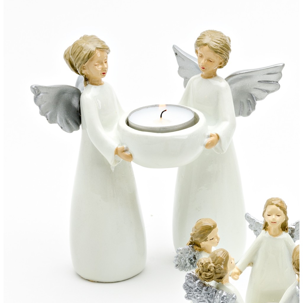 Harvesttime Teelichthalter mit zwei Engeln Harvesttime Teelichthalter mit zwei Engeln
