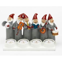 Harvesttime Teelichthalter mit Weihnachtsorchester in grau