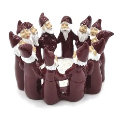 Harvesttime Teelichthalter mit tanzenden Weihnachtsmänner rot 7cm