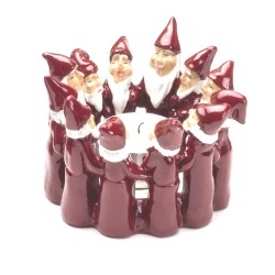 Harvesttime Teelichthalter mit tanzenden Weihnachtsmänner rot 6,5cm