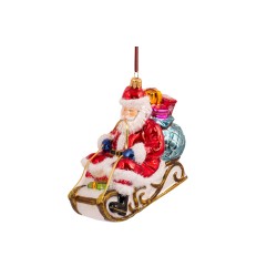 Christbaumschmuck Weihnachtsmann auf Schlitten