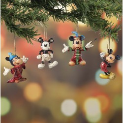 Disney Traditions - Jim Shore - 4 Weihnachtsanhänger Mickey Mouse - 6013565
