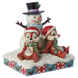 Disney Traditions - Jim Shore - Friendship &  Festivities - Chip und Chap mit Schneemann 