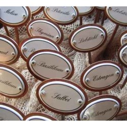 Kräuterschild Emaille Schnitt-Knoblauch